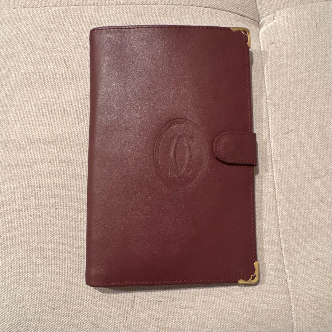 Cartier 本革 パスポートケース バーガンディ