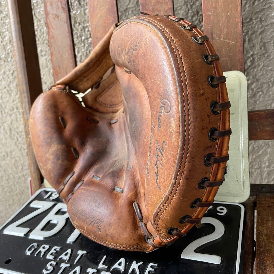 40s〜50s OLDアメリカアンティーク野球グローブ本革USAヴィンテージ雑貨