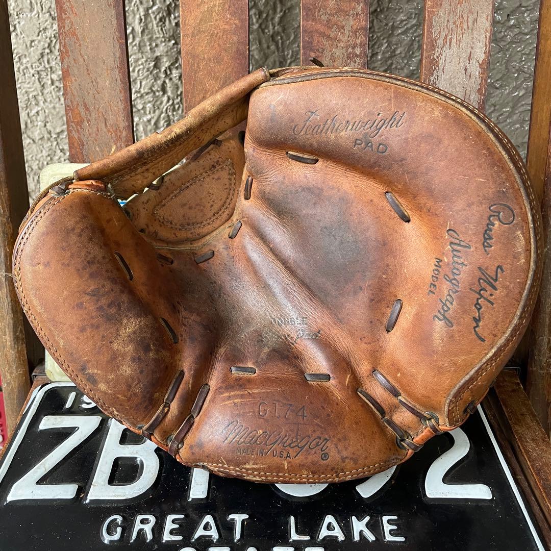 40s〜50s OLDアメリカアンティーク野球グローブ本革USAヴィンテージ雑貨