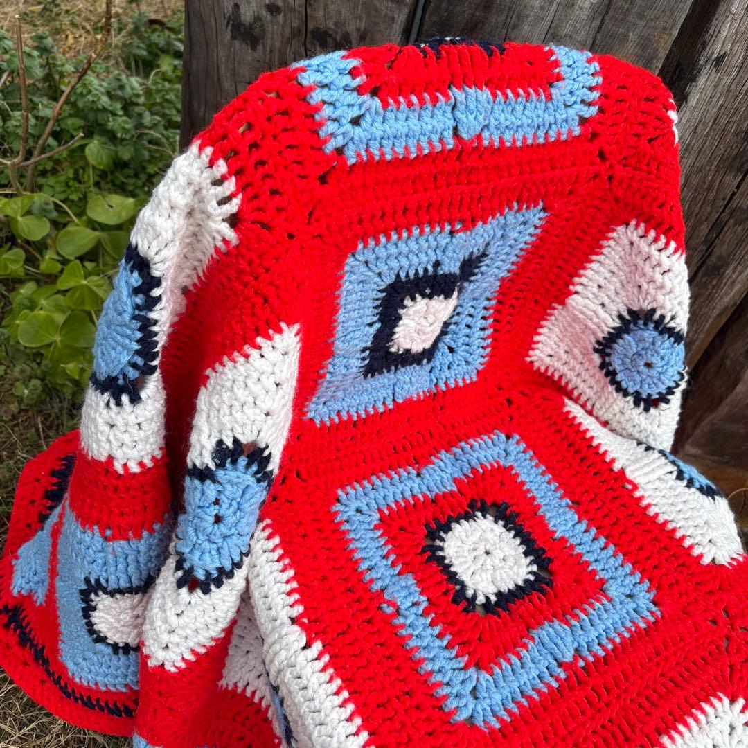 【USA vintage】グラニースクエア ブランケット アメリカビンテージ