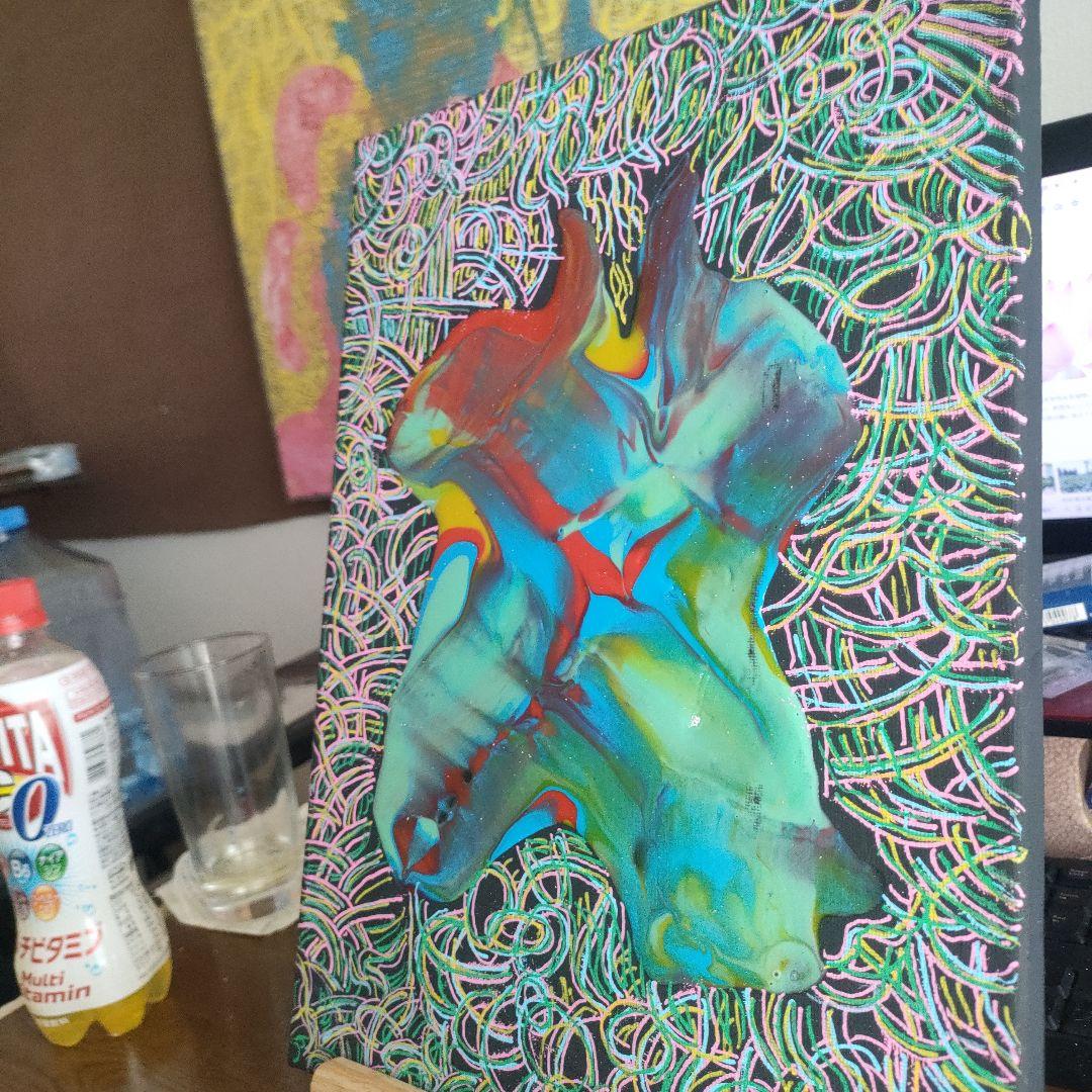 光の羽ばたき。多色抽象アクリル画