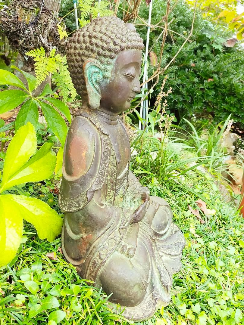 ♥古銅製　釈迦如来　座像　仏像　８.２ｋｇ　お釈迦様　大仏　観音像　骨董品