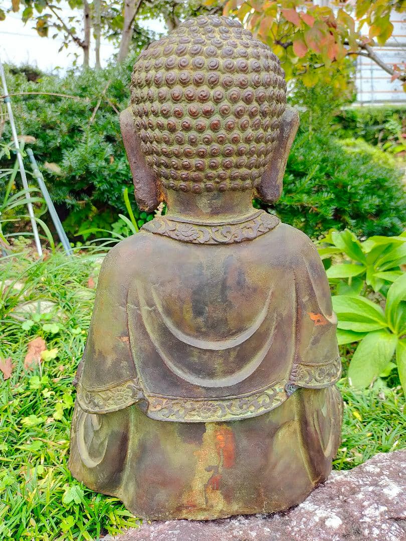 ♥古銅製　釈迦如来　座像　仏像　８.２ｋｇ　お釈迦様　大仏　観音像　骨董品