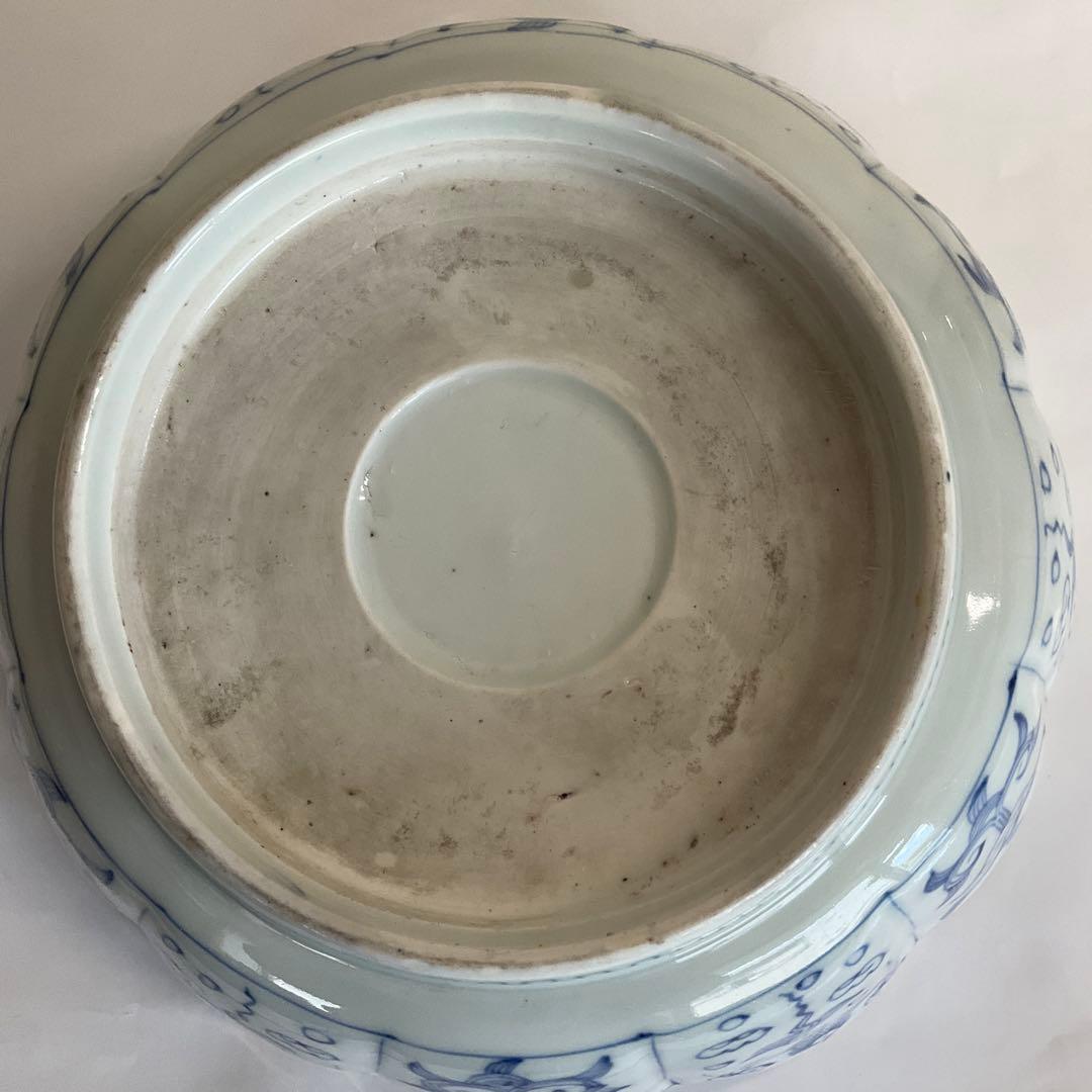 古伊万里　染付花鳥文深鉢　江戸時代中期から後期頃　優品