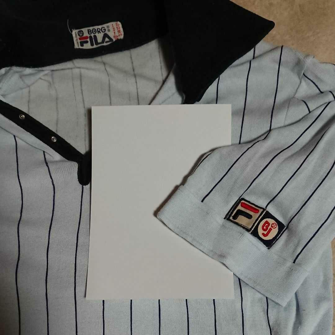 3【80s used】フィラ ボルグ テニス ポロシャツ 薄水色〈usa42〉