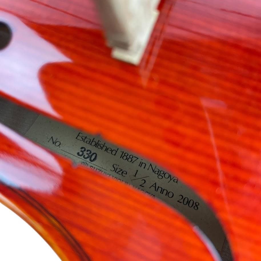 極美品●鈴木バイオリン● No.330 1/2 2008年製 極艶虎杢 上位