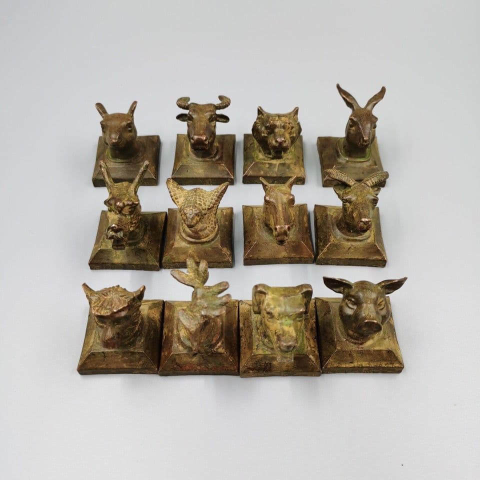 十二支銅印章 套印 希少品 縁起物 書道具 文房具 工芸品 美術品 置物