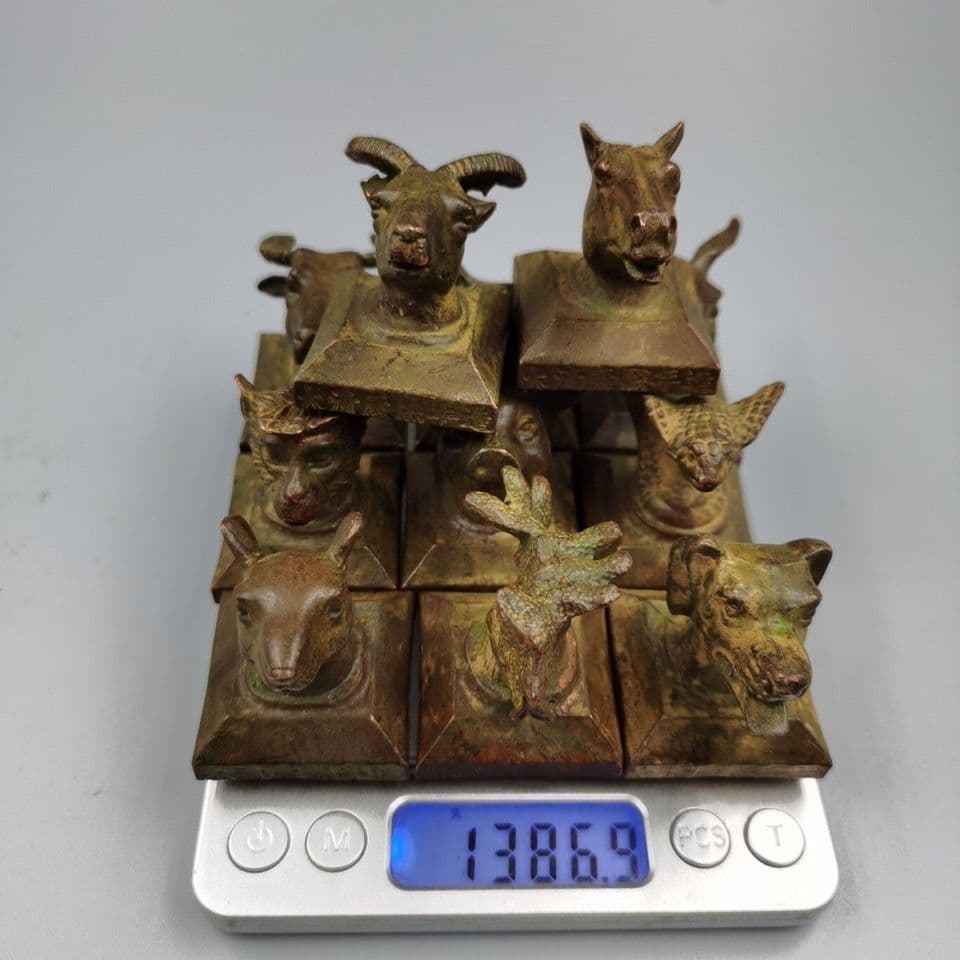 十二支銅印章 套印 希少品 縁起物 書道具 文房具 工芸品 美術品 置物