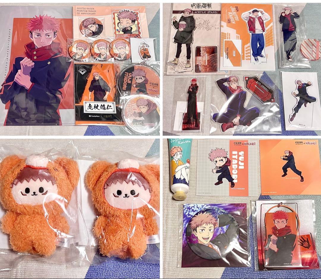 虎杖悠仁 缶バッジ アクリルスタンド 幻影夜行 カフェ 渋谷事変 はぐはぐみー！