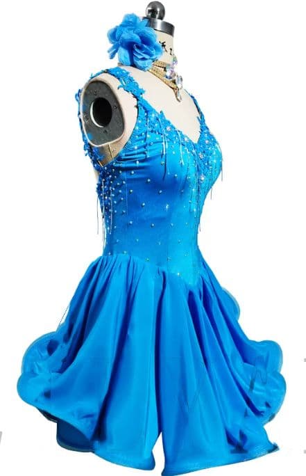 新作 社交ダンス衣装　ラテンワンピースドレス　フレア　オーダーメイド