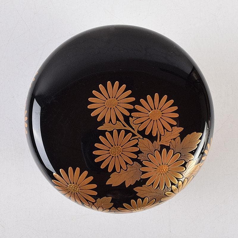 茶道具　輪島塗　佐藤幸一作　小菊蒔絵　棗　共布共箱　M　R9300