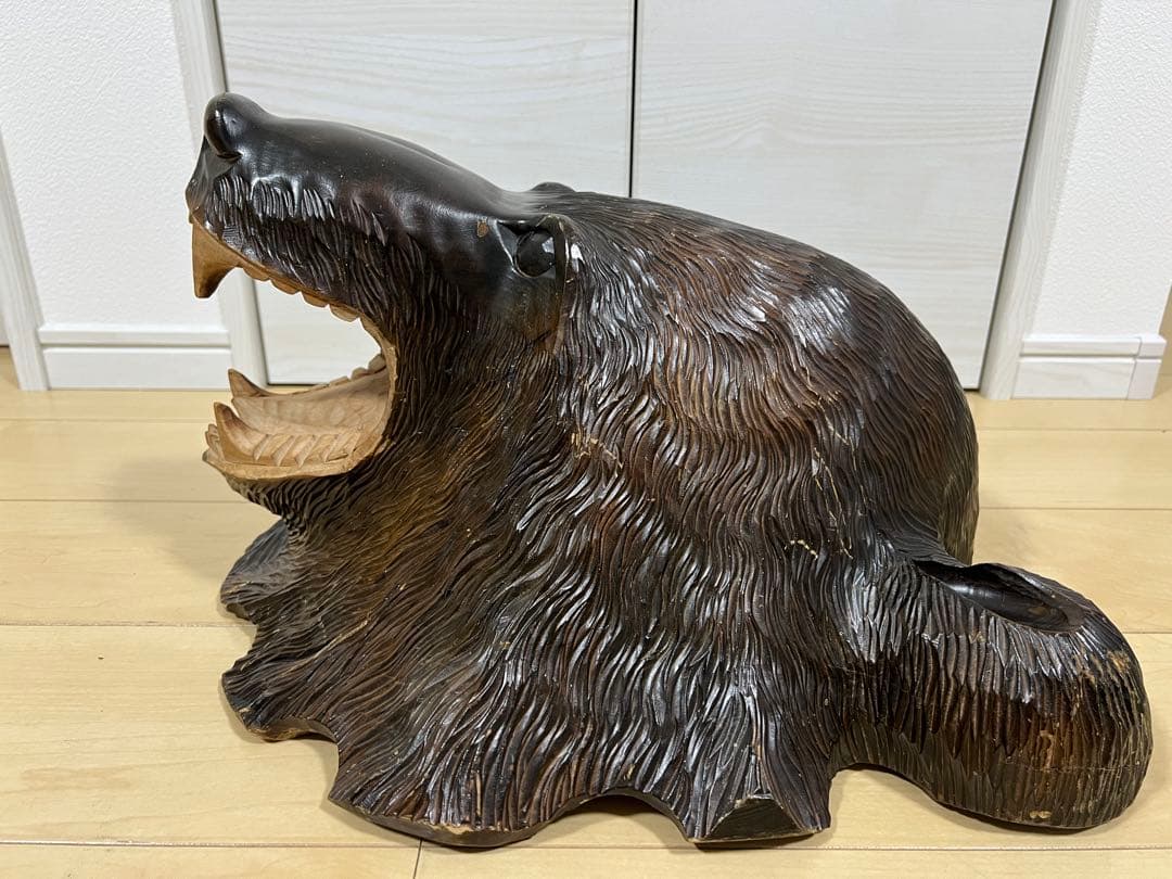 【希少】木彫り 熊 壁掛け 風水 縁結び 民芸品