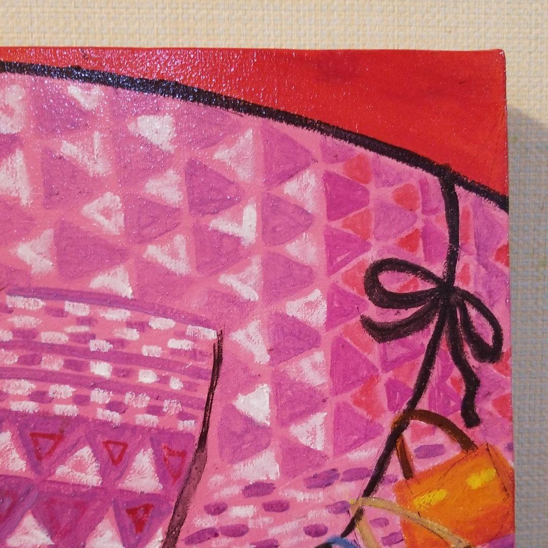 油絵　専用　バッグをたくさん持つ鳥