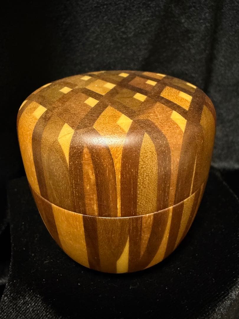 寄木細工 箱根細工 棗 無垢 なつめ 茶入れ 茶道具 茶筒直径6cm×高6cm