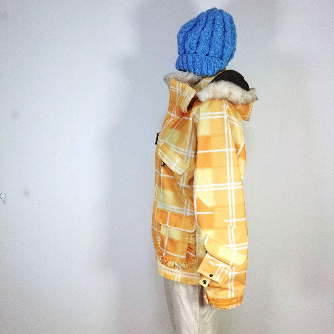 レディース　M　スキー　スノーボードウェア　上下セット　イエロー　黄　チェック柄