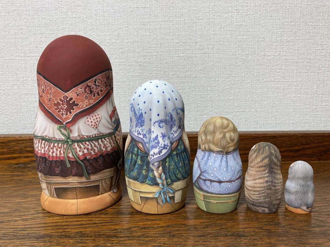 ロシア雑貨☆民話『ガチョウ白鳥』おとぎ話マトリョーシカ(5P)鵞鳥白鳥 リダ工房