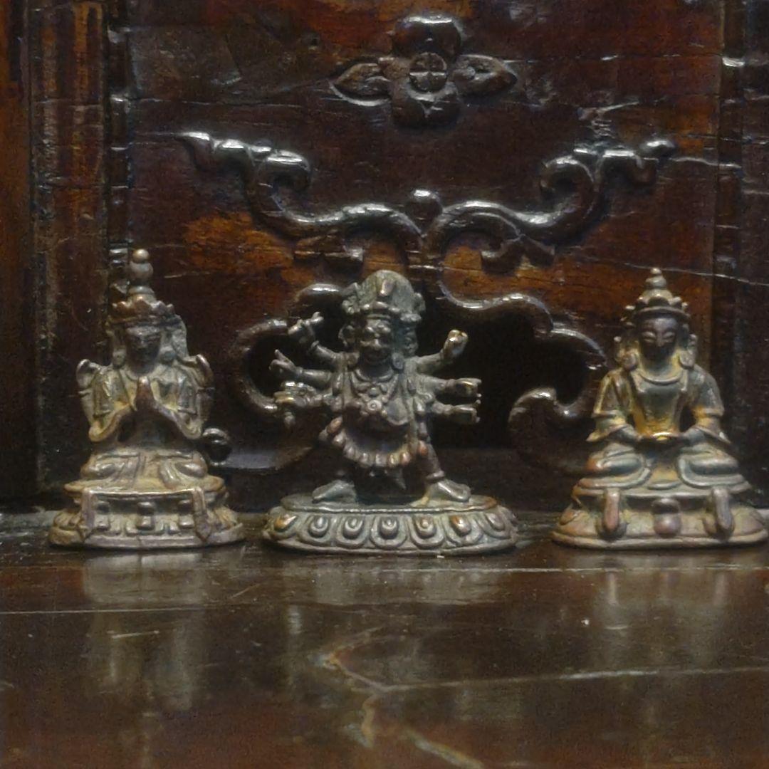 清時代　チベット仏像三点セット　随身仏仏像古美術骨董品唐物