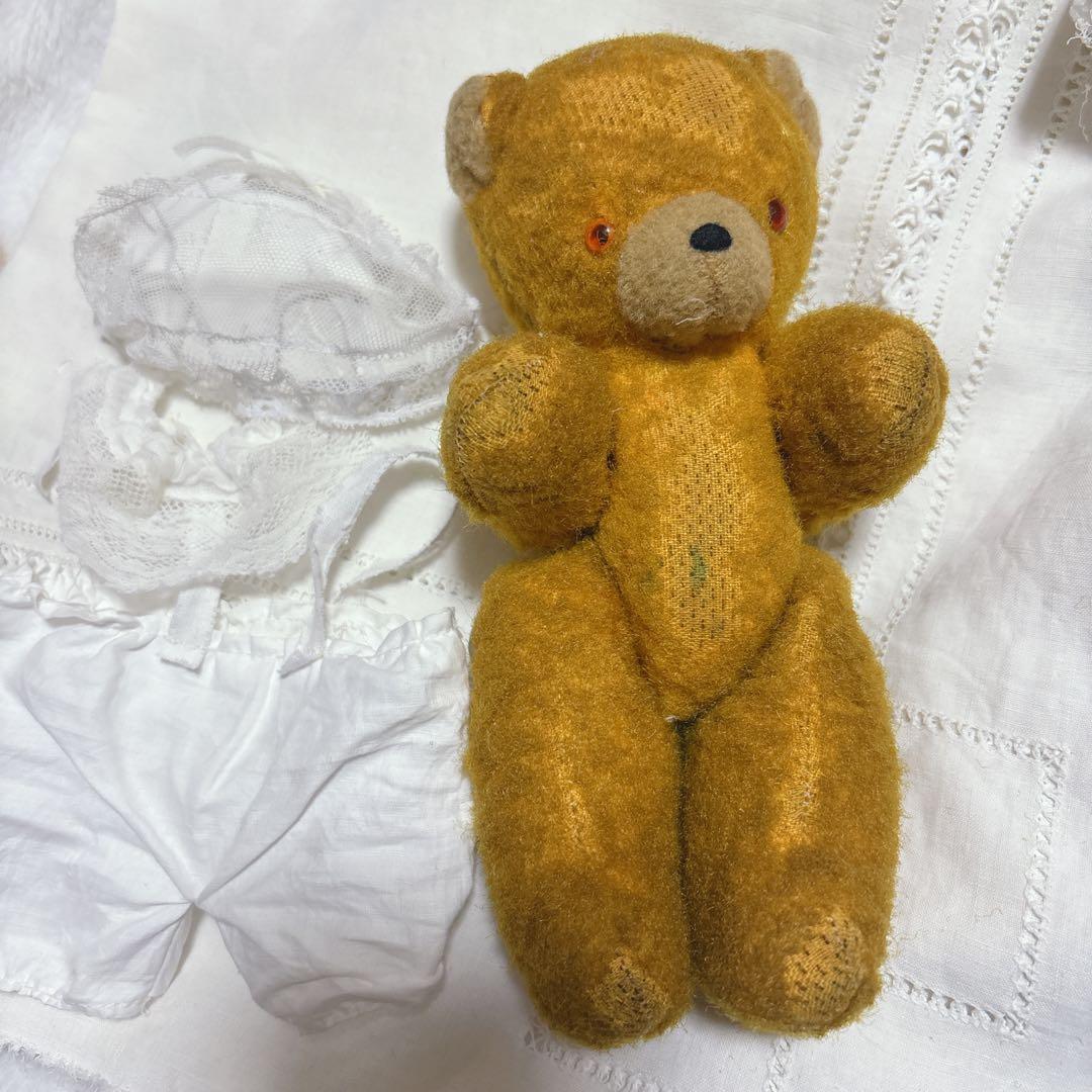 DDRベア ボネ襟パンツ付き　古い子　アンティークベア　ベルリンベア