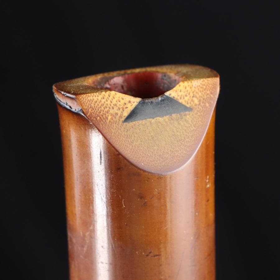 Y3273-4 琴古流 尺八 隆風銘 銀三線 螺鈿細工 全長54.5㎝ 竹製