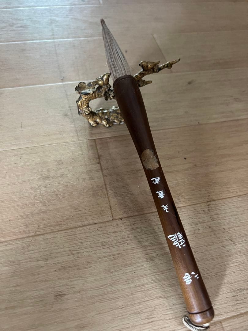 枝梅鳥銅鎏金筆置き