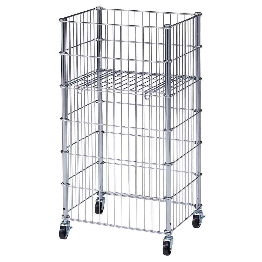 新品■簡単折り畳みワゴン60×35cmクローム色キャスター付SALE品販売業務用