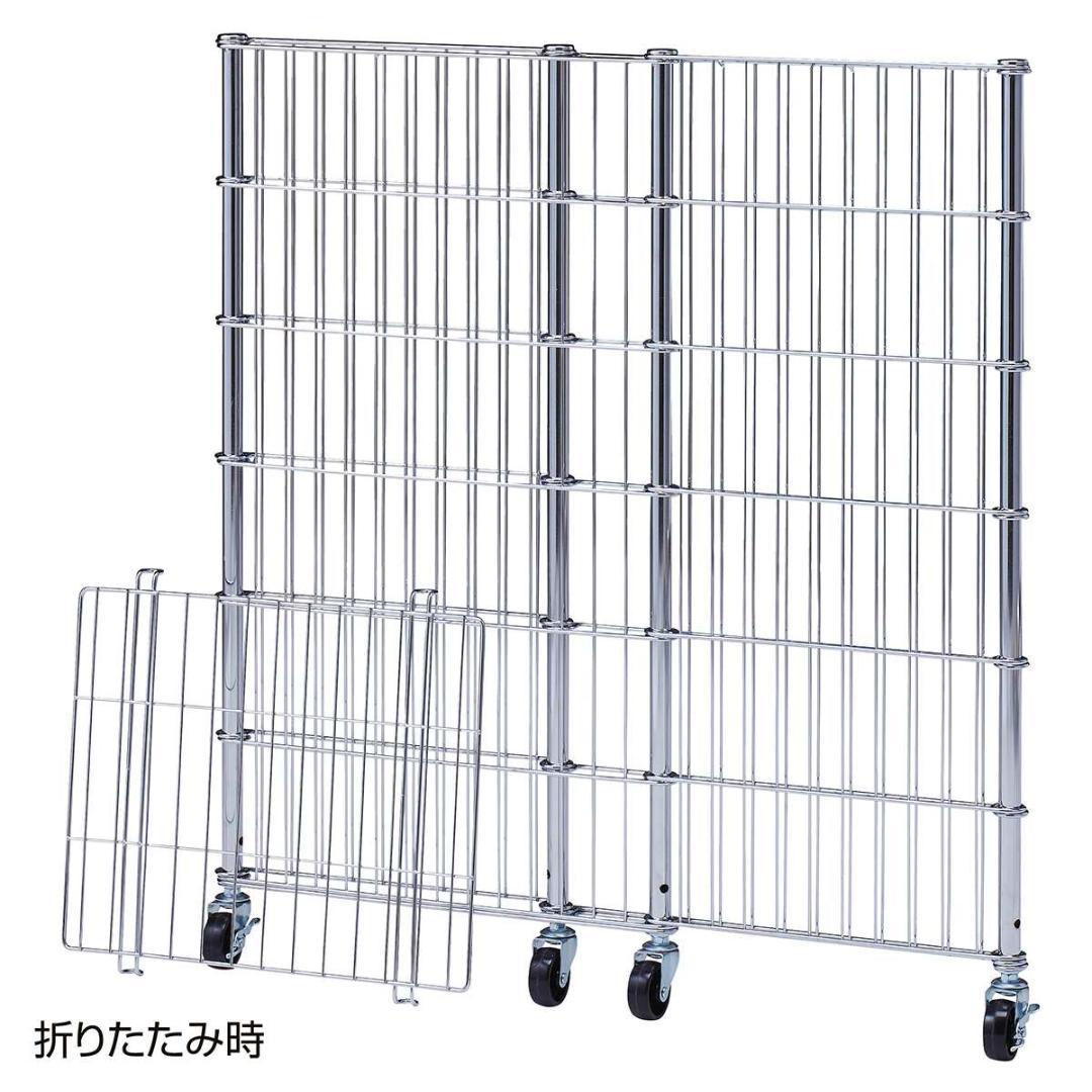 新品■簡単折り畳みワゴン60×35cmクローム色キャスター付SALE品販売業務用