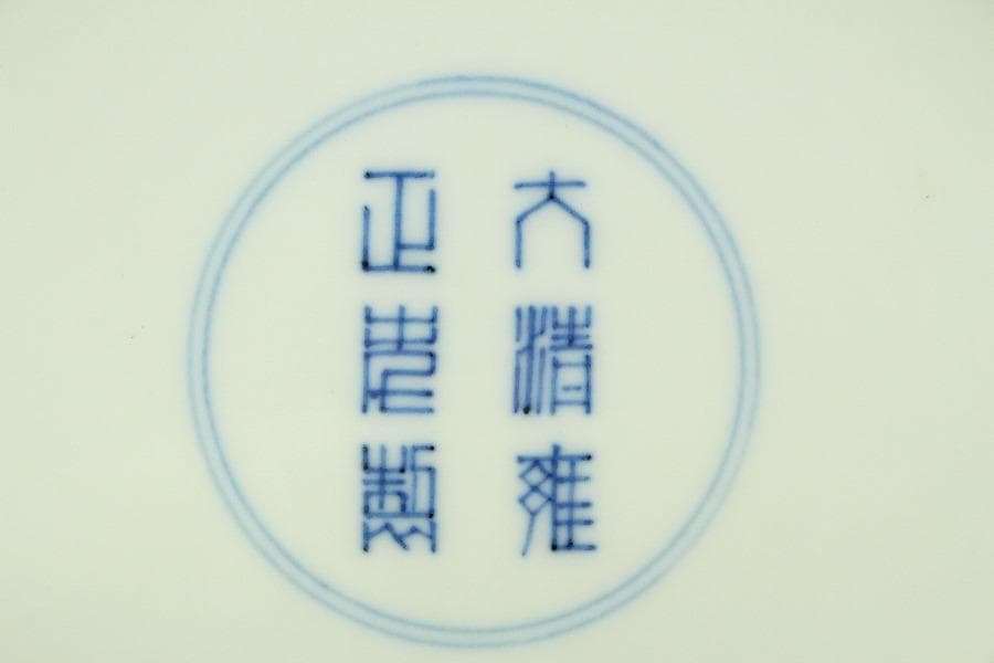 中国美術 龍紋 皿 φ20.3cm 雍正年製 款 希少 HA236