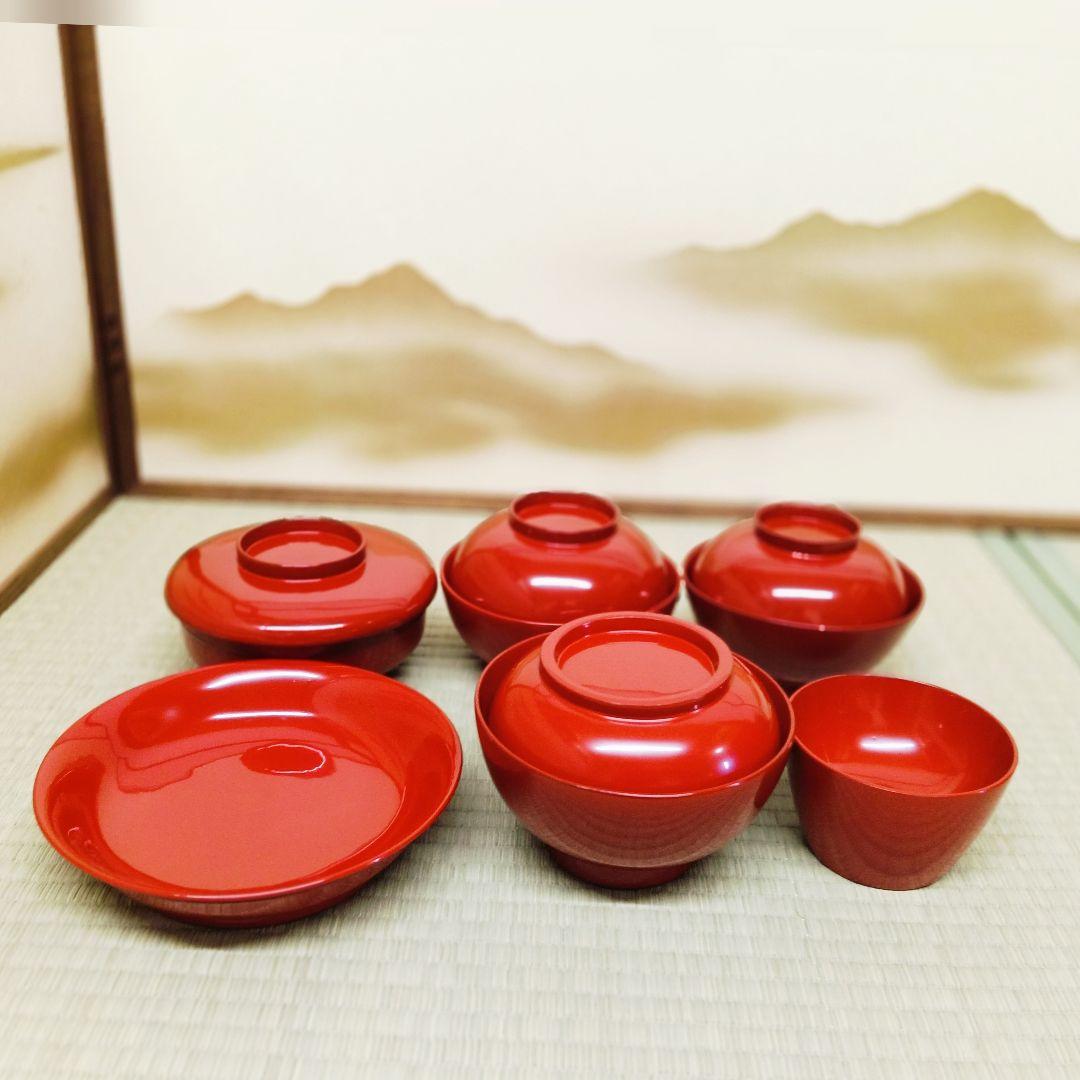 輪島塗 宗和膳 朱漆 吸物椀 煮物椀 六点揃 5セット 美品 懐石膳AK60
