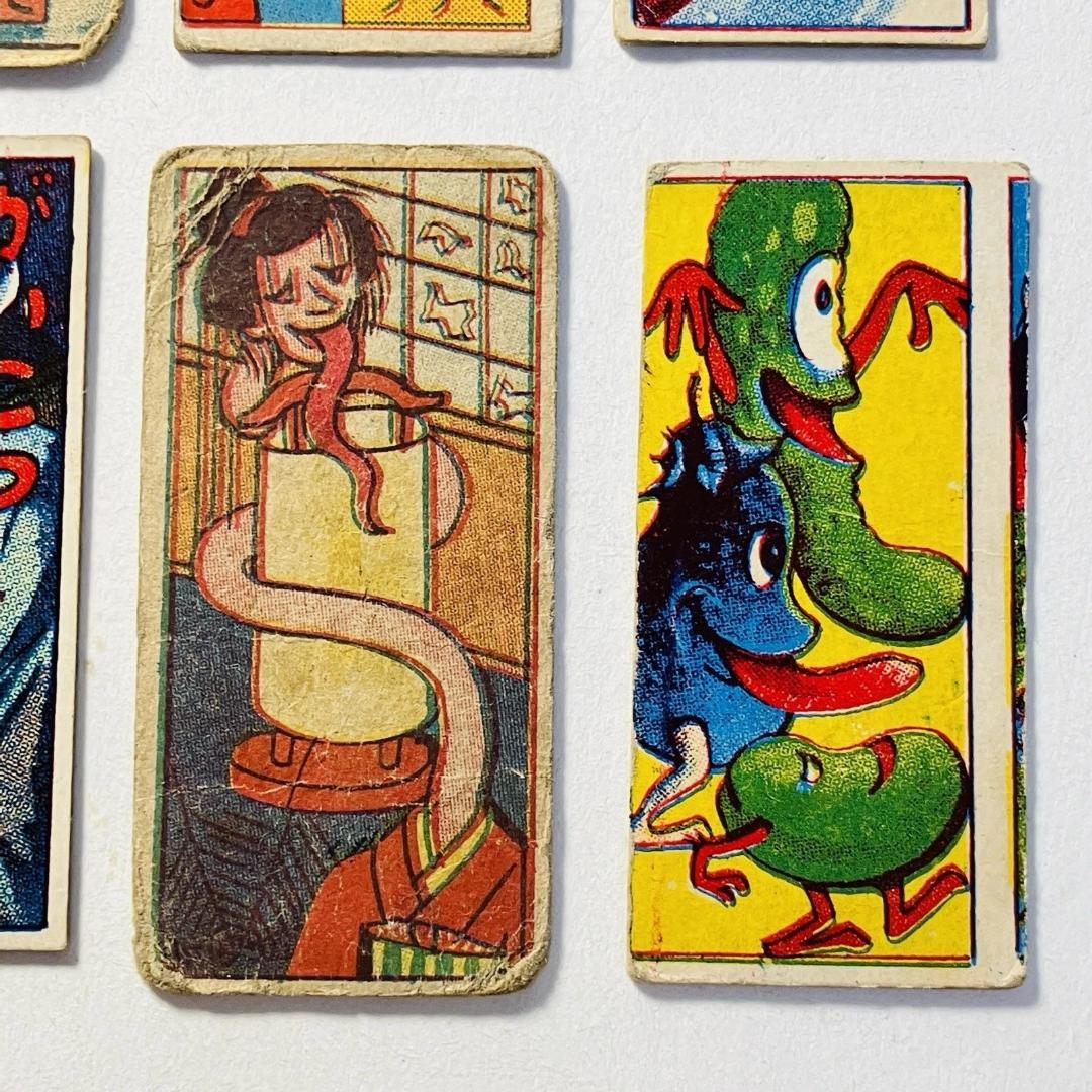 妖怪お化けめんこ 8枚セット■おばけ　昭和レトロ　面子　幽霊　河童　海坊主