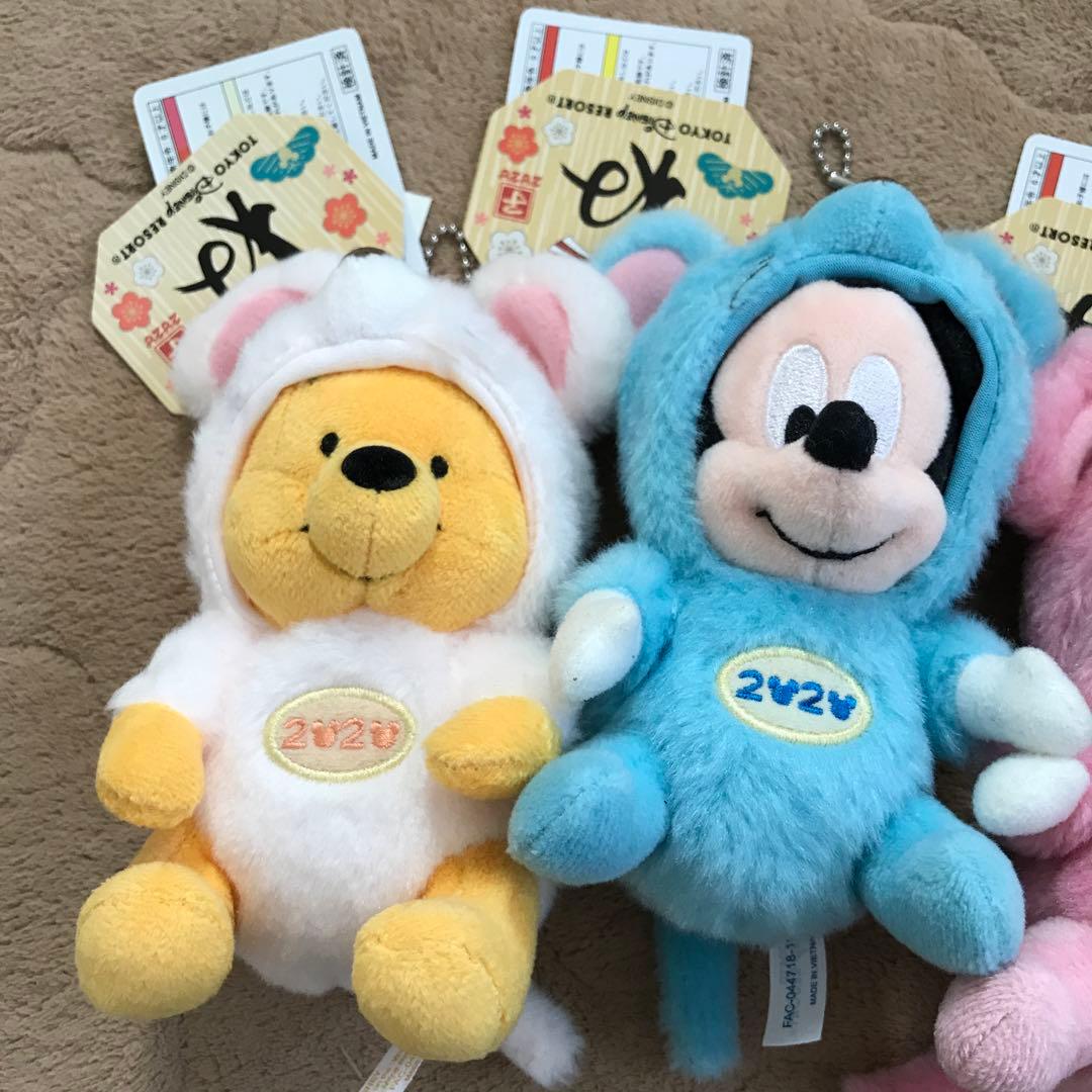 ミッキー　ミニー　プーさん　ドナルド　ぬいぐるみバッジ　干支　2020年