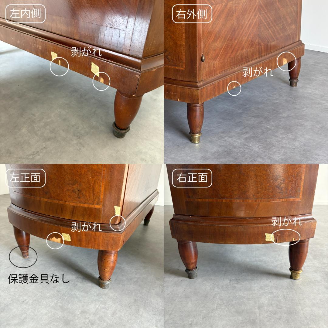 ロココ様式 ラグジュアリーデスク　レザートップ＆真鍮装飾付き鍵付き収納