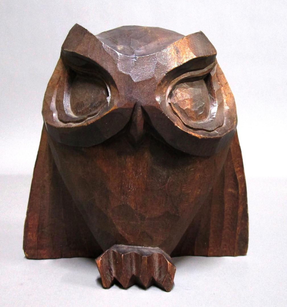 アイヌ民族木彫り　床ヌブリ［フクロウ／ふくろう］阿寒湖　床ヌブリの店ユーカラ堂