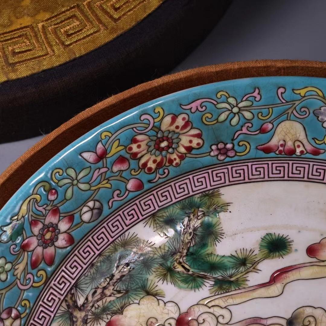 中国古美術・旧蔵粉彩・陶磁器中皿・人物風景絵・置物・純手描き・箱付・文房具・禮品