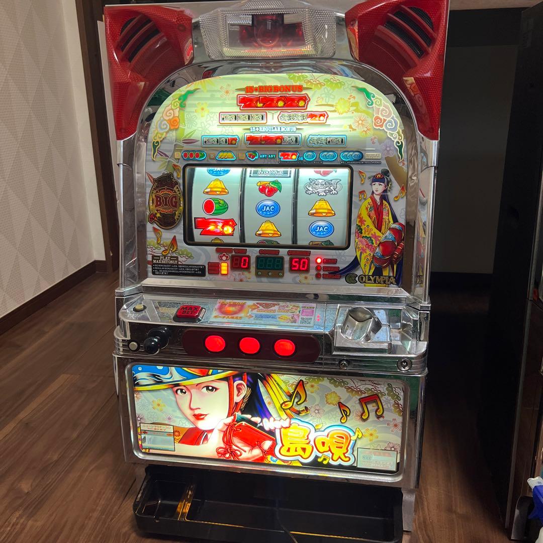 【パチスロ実機】オリンピアNew島唄 30  ４号機 レア 花笠パネル