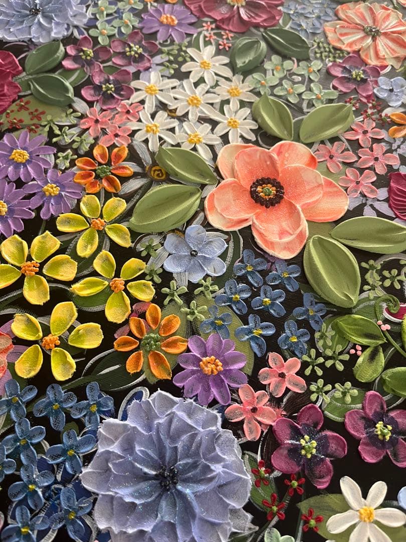 絵画 花の絵 フラワー アート テクスチャーアート ボタニカル ボタニカルアート