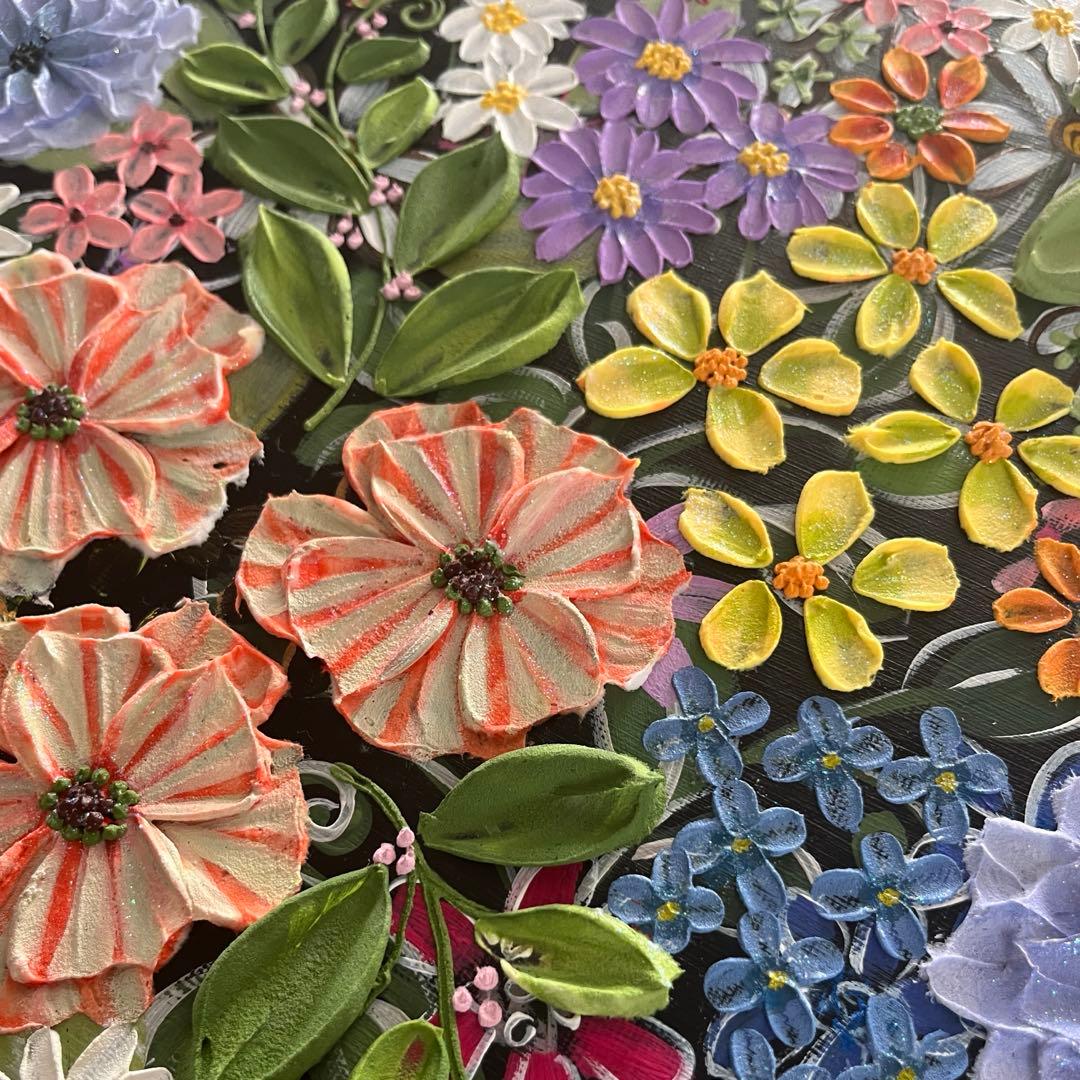 絵画 花の絵 フラワー アート テクスチャーアート ボタニカル ボタニカルアート