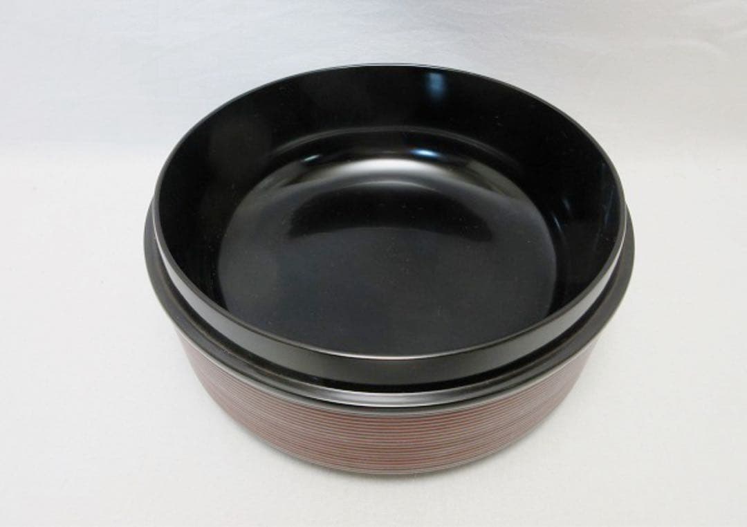 未使用 茶道具 平安象彦 木製溜塗 千筋菊紋 喰籠 菓子器 内黒 底印 共箱