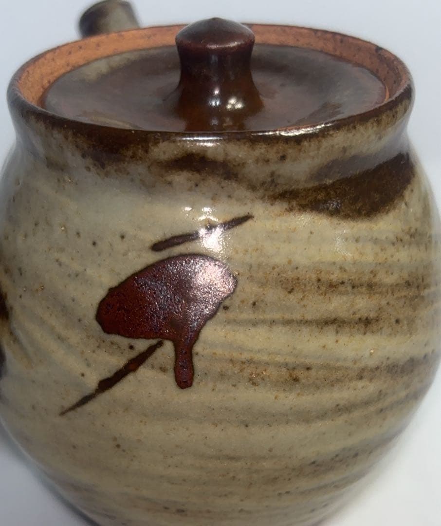 益子焼　人間国宝　島岡達三作　象嵌急須　共箱付