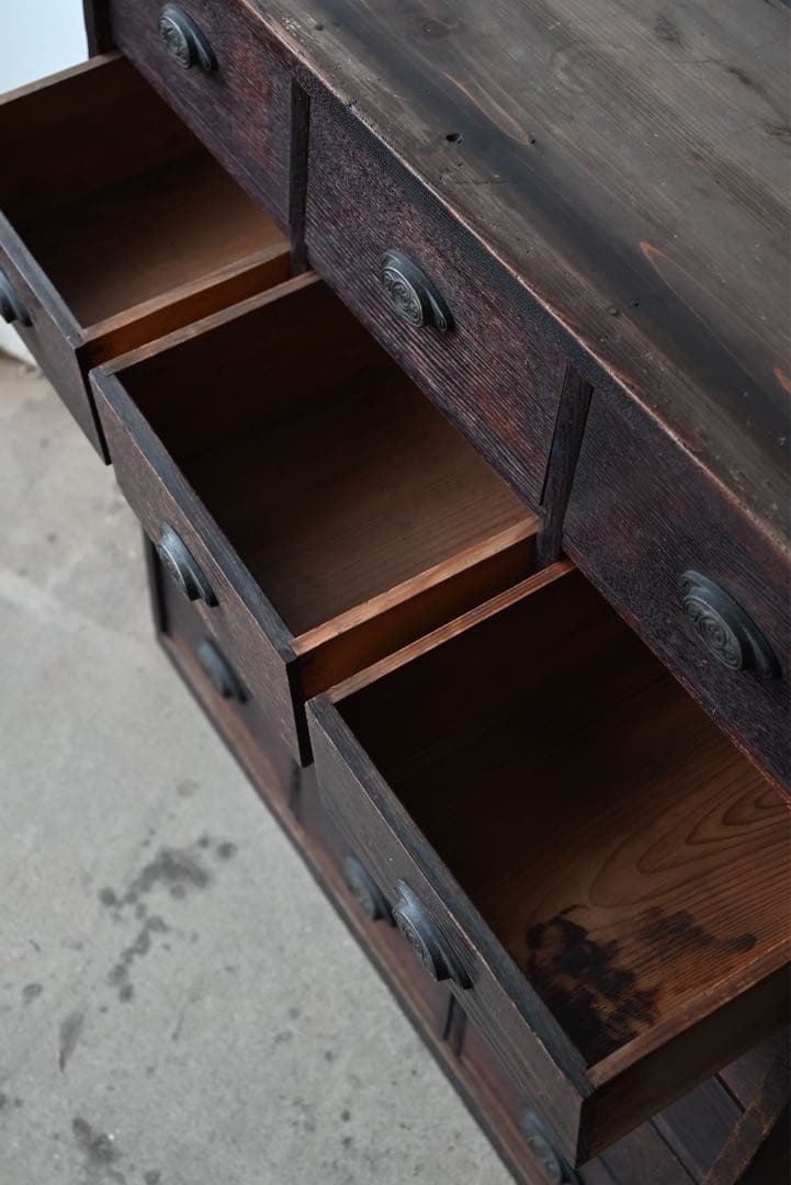 最終値① 店舗什器 引出 古家具 古道具 古美術 骨董 アンティーク 箪笥 抽斗