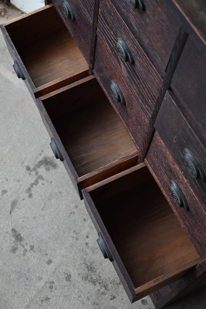 最終値① 店舗什器 引出 古家具 古道具 古美術 骨董 アンティーク 箪笥 抽斗
