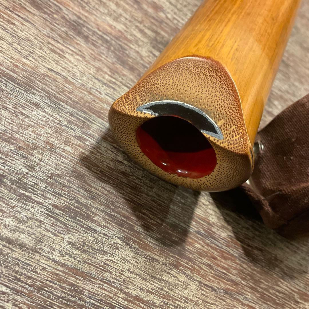 尺八 円山銘 楠華銘 銀継 歌口銀巻き 1尺9寸管 竹製 キャップ