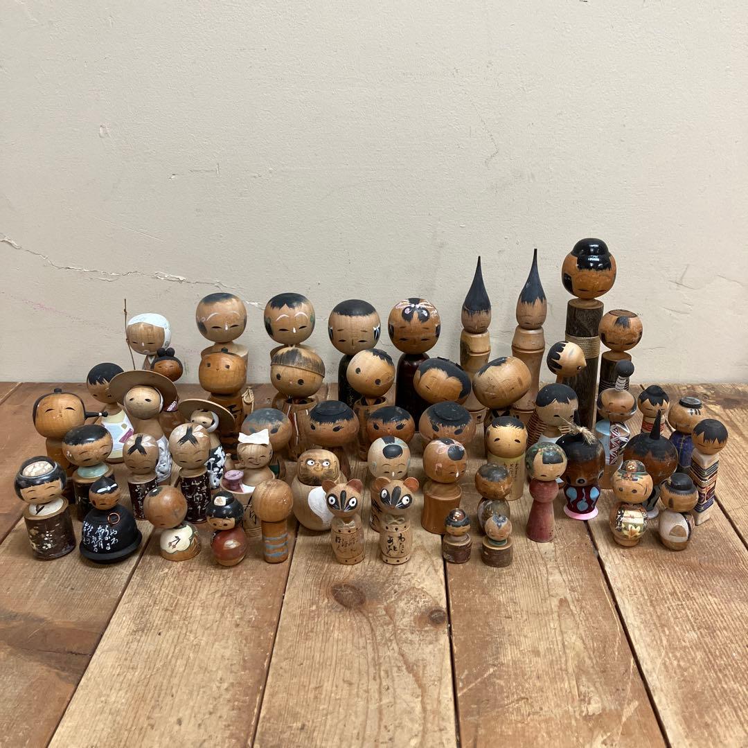 D-3 昭和レトロ 郷土玩具 こけし 小芥子 ミニチュア ミニ 52体セット