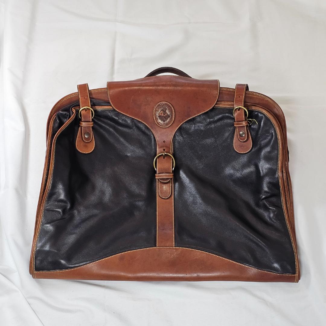 MICHEL CLO ヴィンテージ レザー ガーメントケース 茶 黒 ハンガー付