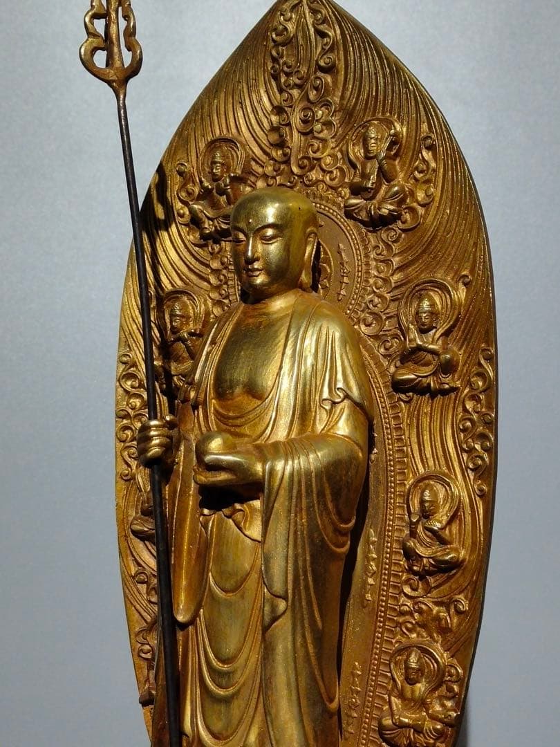 旧蔵　純銅鎏金仏像「地蔵菩薩 」