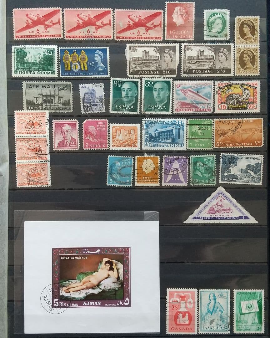 外国切手コレクション ガーナ南アサンマリノ他 大きな切手 三角切手 裸のマハ