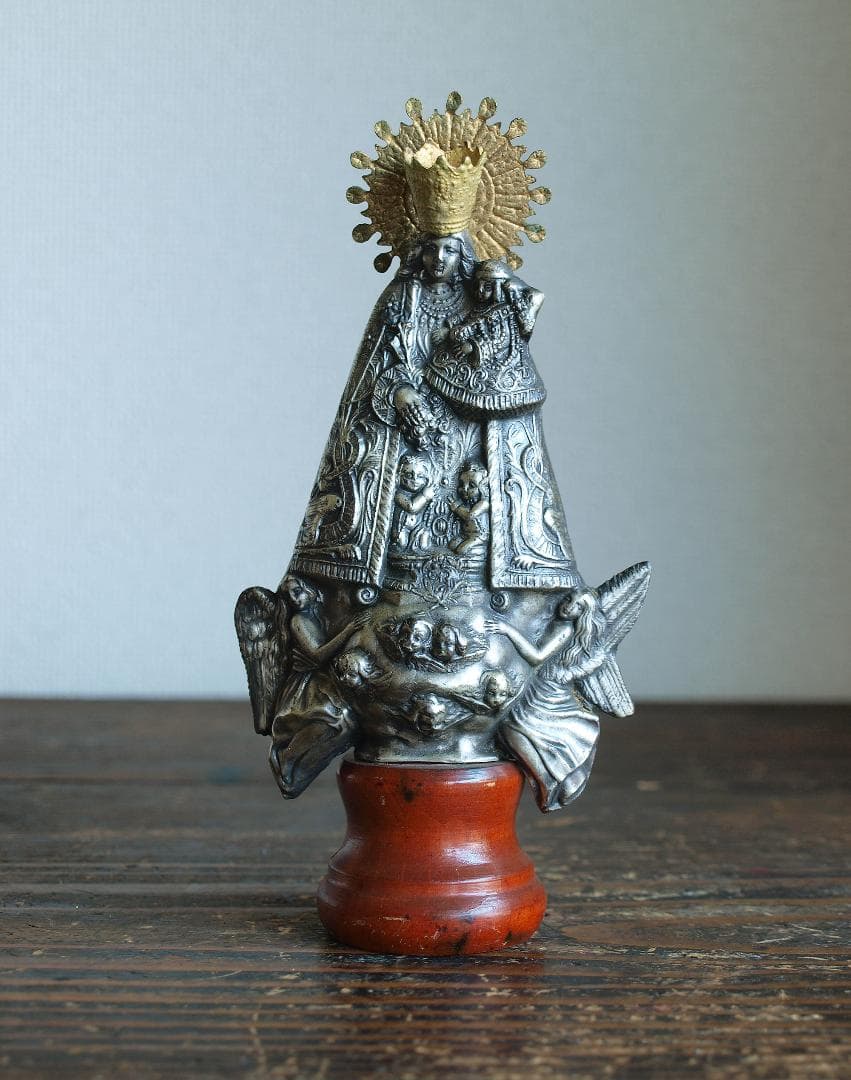 無力の聖母 聖母マリア幼子イエス像 洋銀 スペイン 宗教装飾/K131