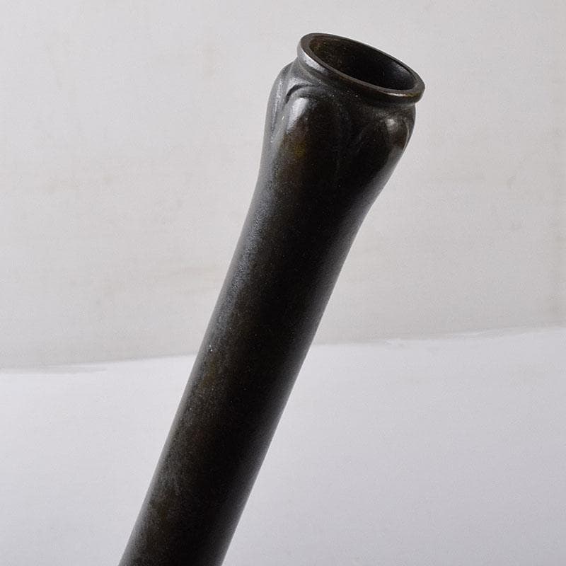 トッチャン　大名物　古銅鶴首花入　銘鶴一声写　花入　共箱　C　7864