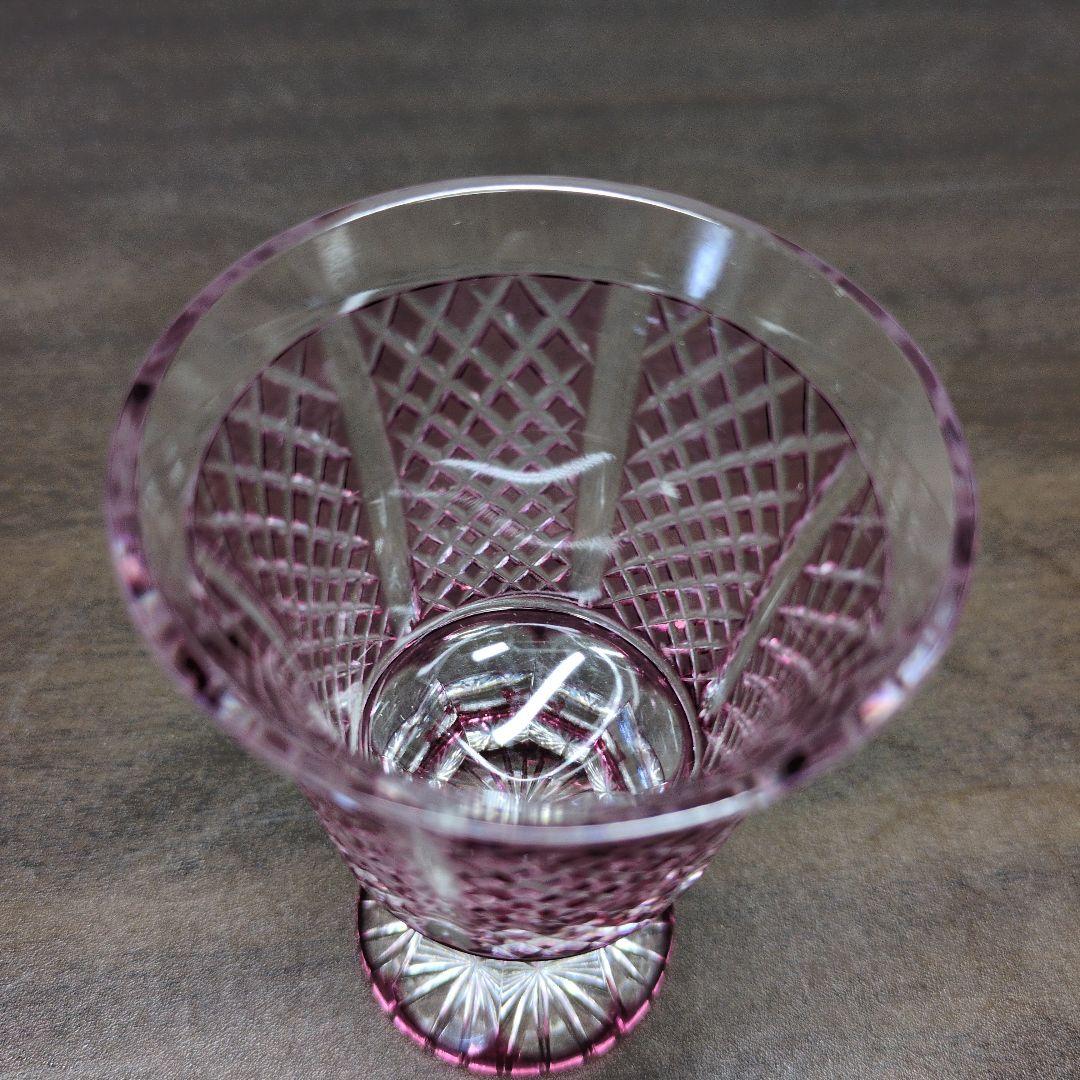カメイガラス 紗綾切子 高杯 ペア 共箱 酒器