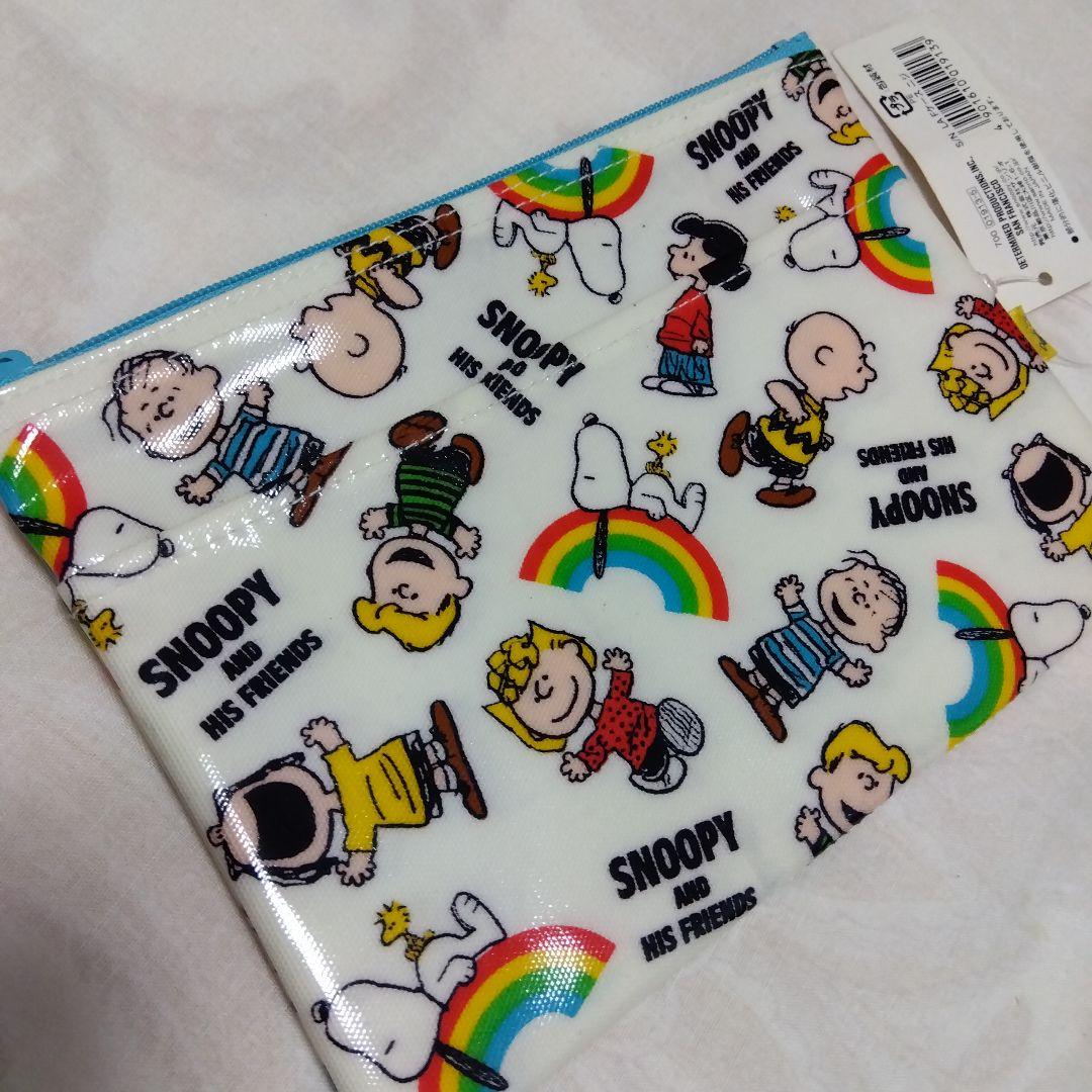 日本製昭和レトロ 平成レトロ スヌーピー虹柄ポーチ 保険証通帳ケースヴィンテージ