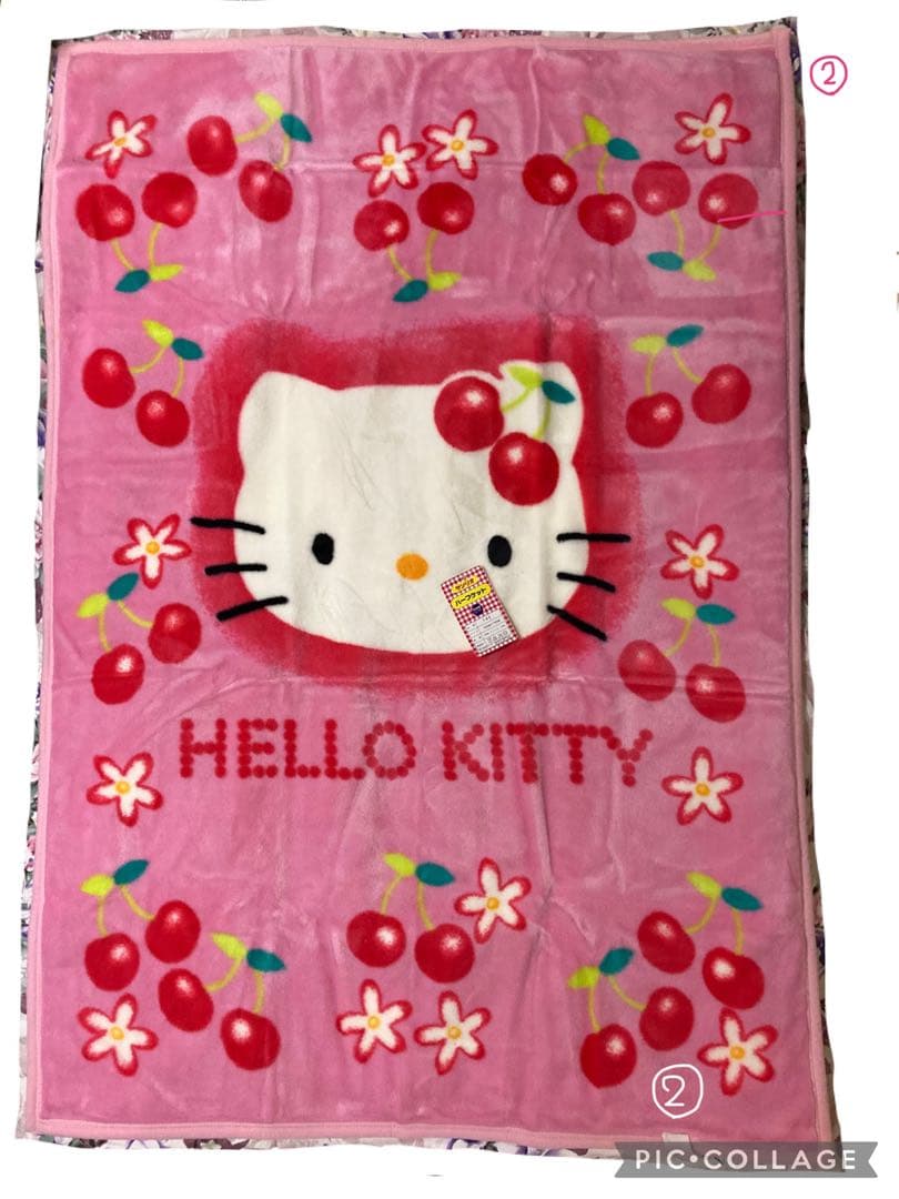 ハローキティ　さくらんぼ　毛布　ブランケット　レトロ